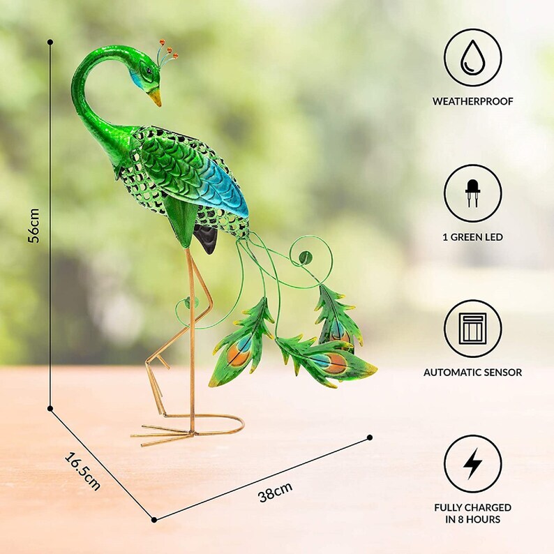 Metal Animal Lights / Solar Powered LEDs / Weatherproof Statues / Garden Decorations / Patio Ornaments