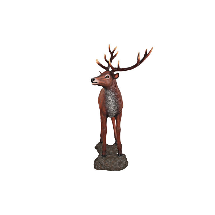 Grand-Scale Red Deer Buck Statue with Base