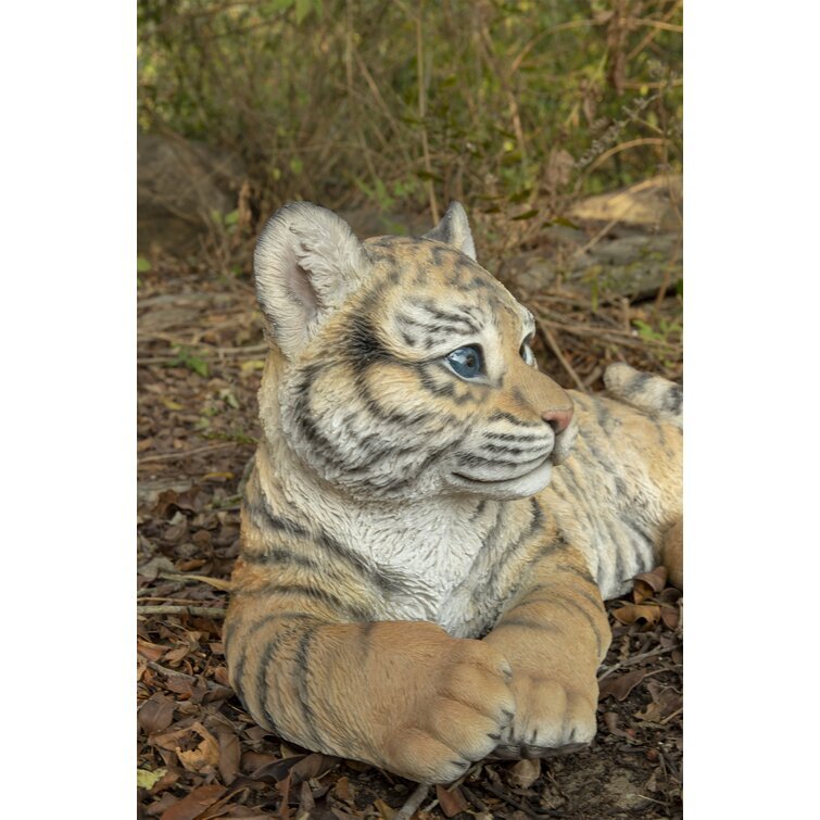 Baby Tiger Cub Laying Down Statue