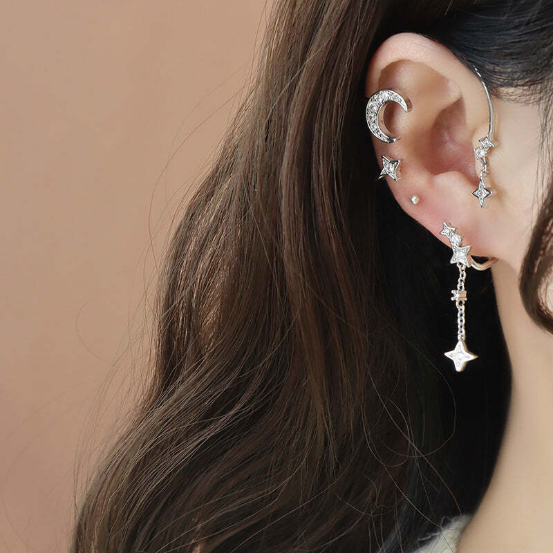 Moon Star Ear Cuff Earrings