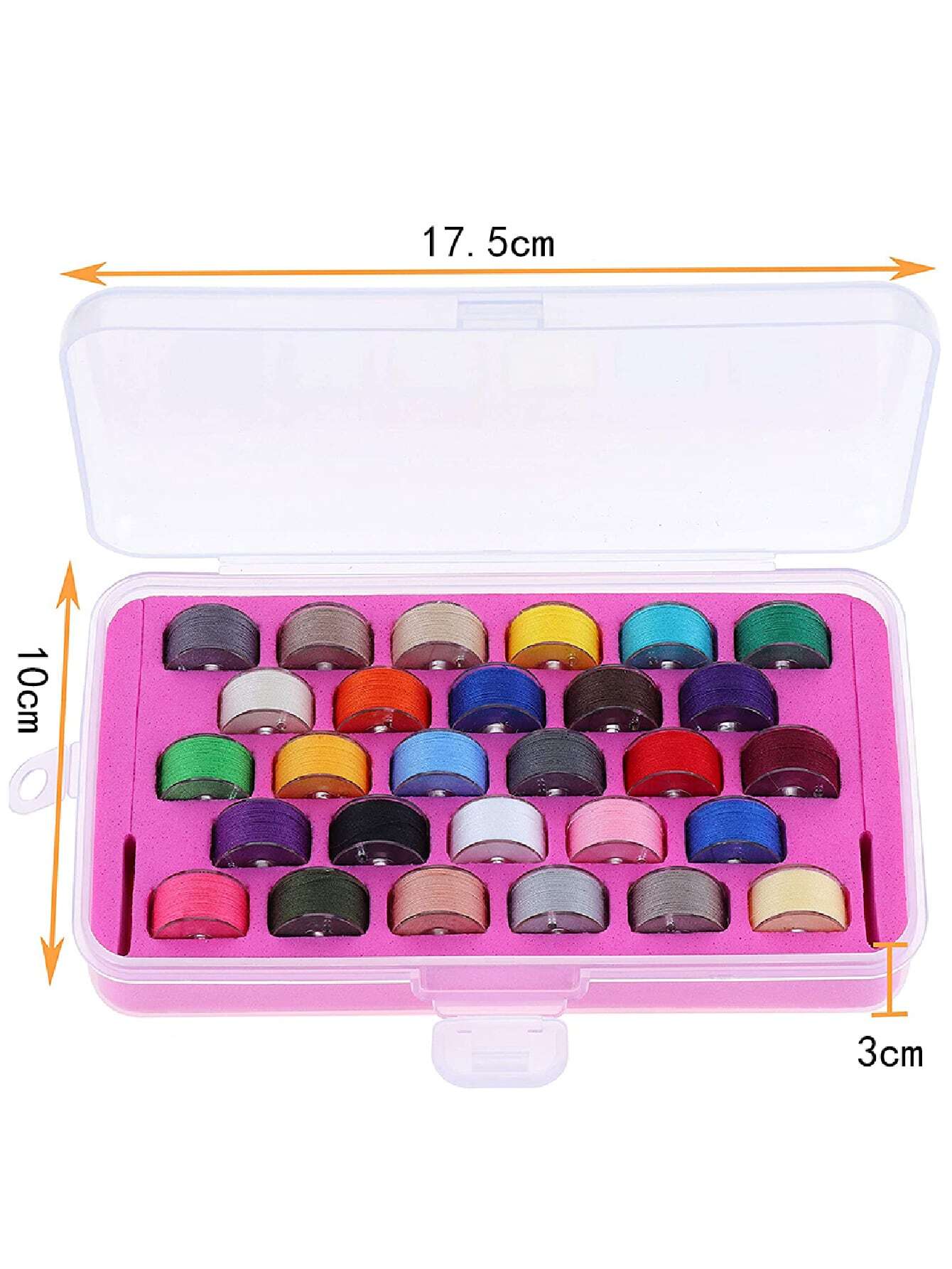 28pcs Random Color Thread & 1pc Storage Box, Simple Plastic Sewing Tool Set For Household