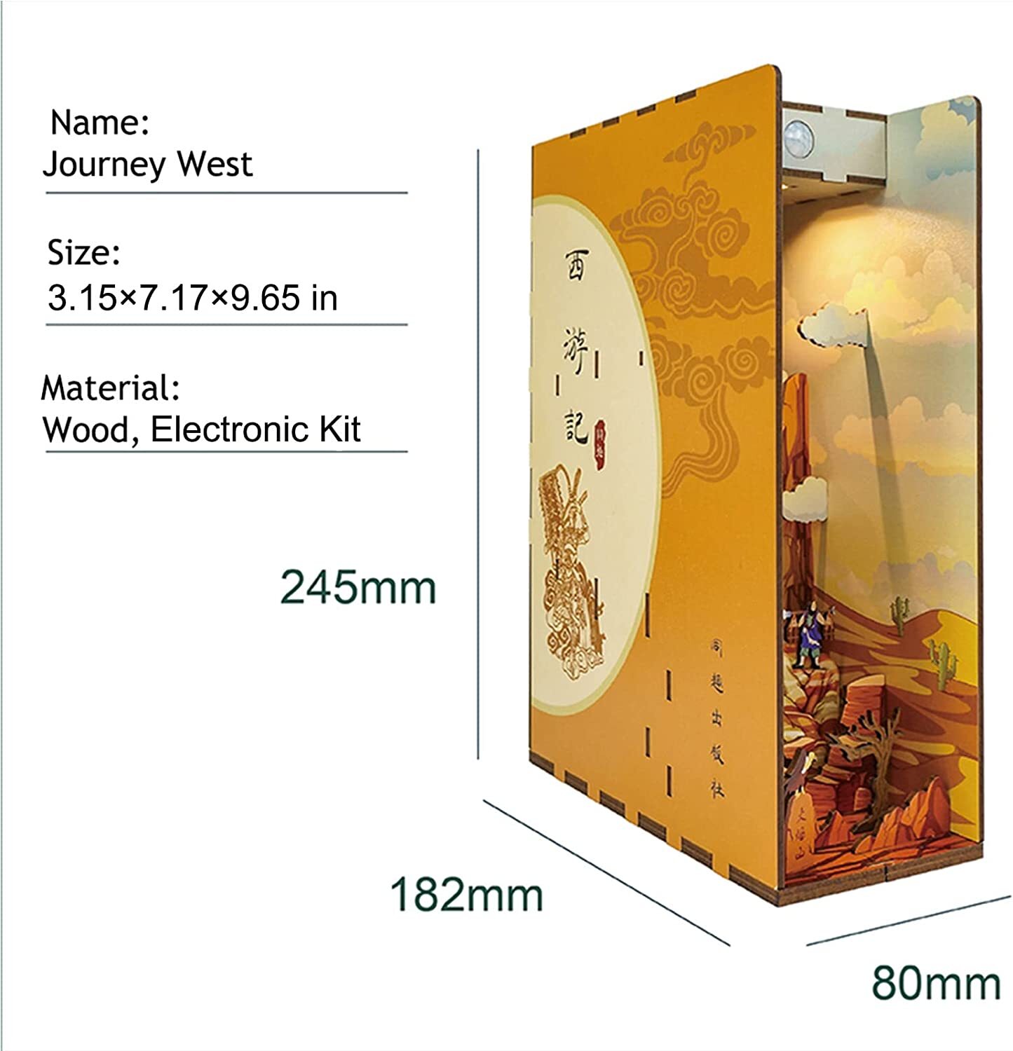 Desmond DIY Book Nook Kit, Miniature Dollhouse Kit 3D Wooden Puzzle with Sensor Light Booknook Bookshelf Insert Diorama Forest Deer Tiny Alley Decor Bookshelf Kits to Build for Kids/Adults