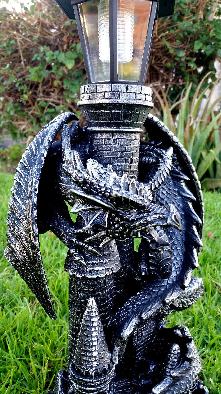 Solar Dragon Statue Dragon Castle Solar Light Figurine Dragon Castle Gothic