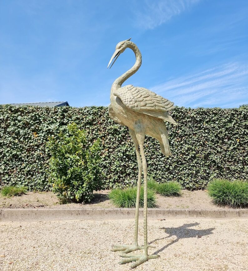 Bronze Heron - Bronze Crane - Bronze Fountain - Bronze Bird -  Garden and Pond Sculptures