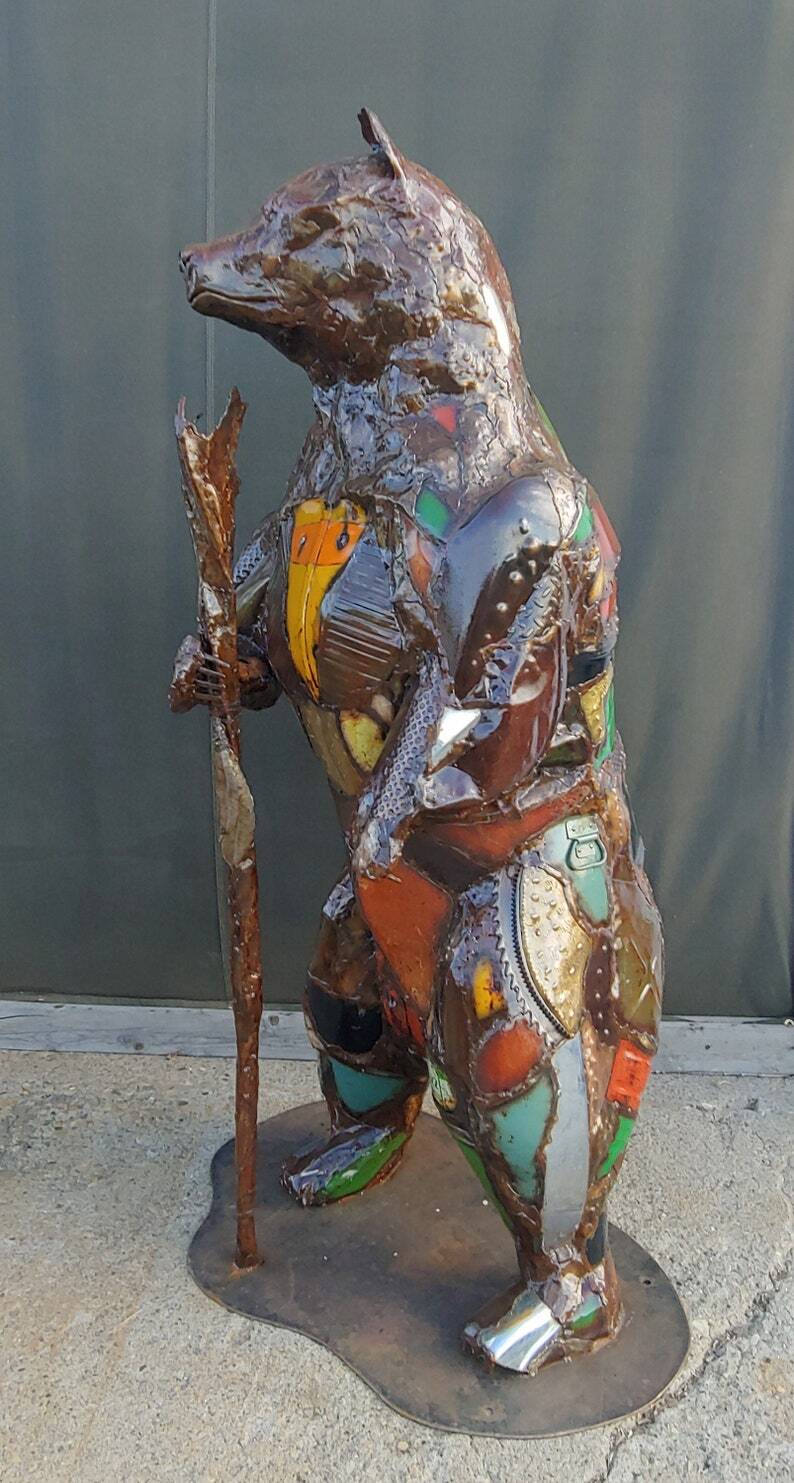 Large Outdoor Standing Metal Bear Sculpture