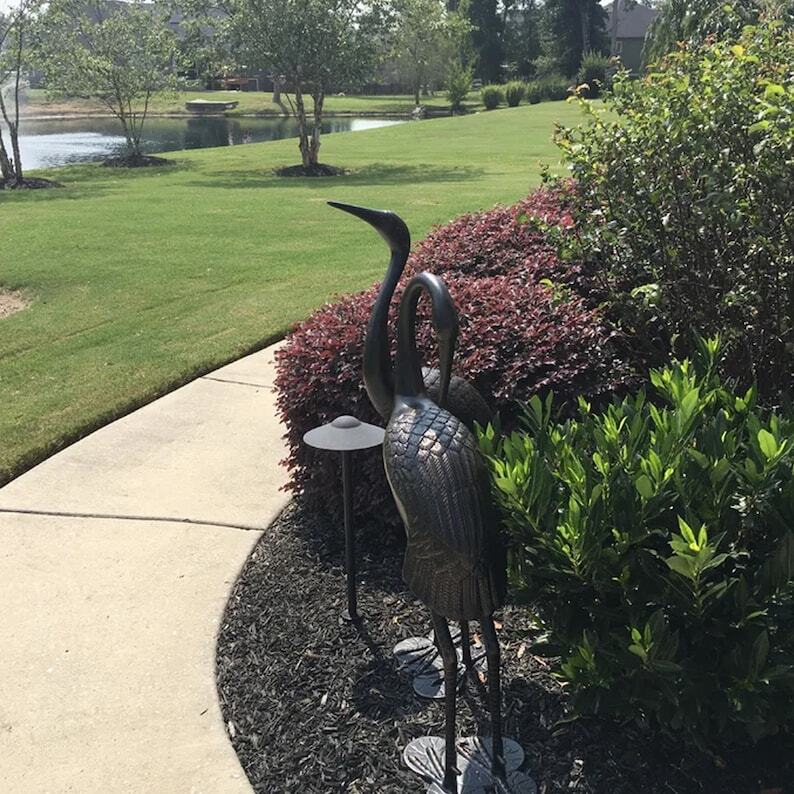 Cranes Statue, Set 2 Piece Cranes Statue for Garden, Metal Cranes Statue, Sandhill Cranes Statue, Weather Resistant Statue
