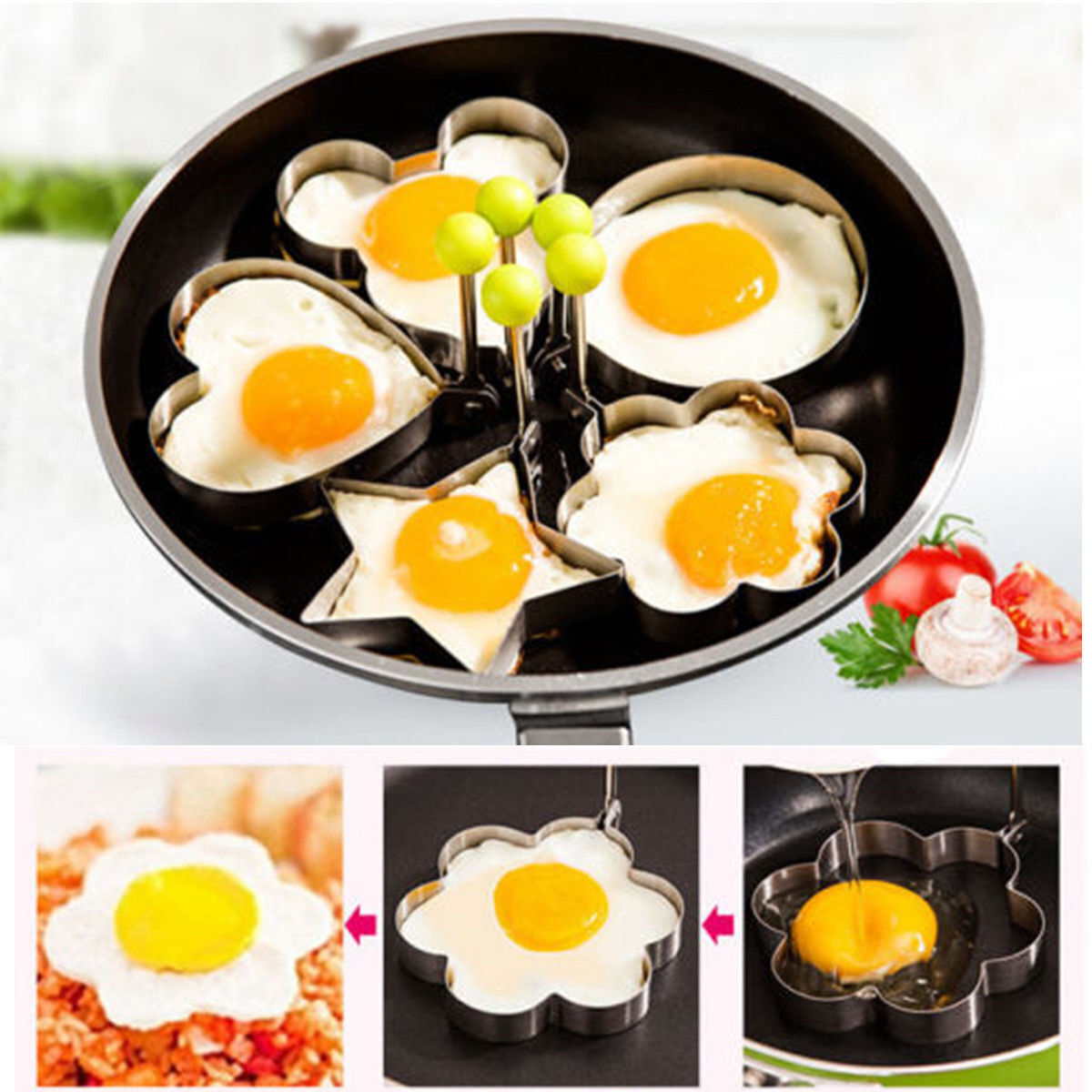 Hot Fried Egg  Stainless Steel Shaper Mould Mold Heart Kitchen Tool