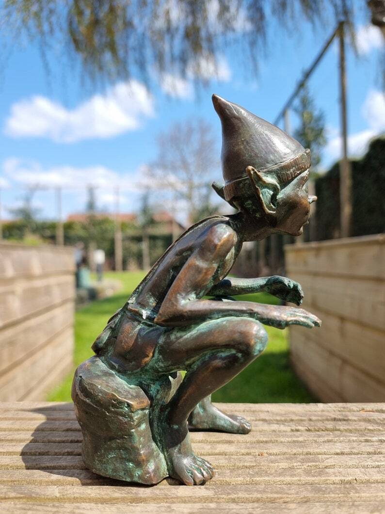 Bronze Pixie - Bronze gnome - Bronze fairy figure - Bronze art