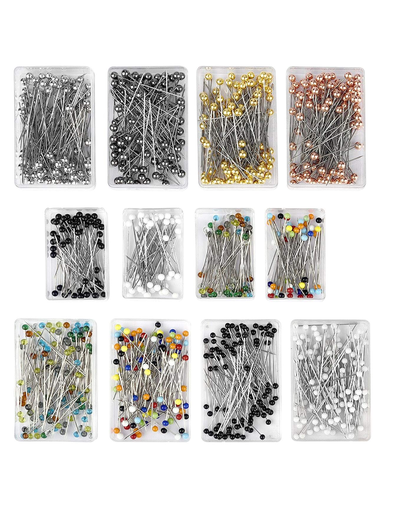 50pcs/Box 3.2cm Colorful Round Pearl Head Needles Stitch Straight Push Sewing Pins For Dressmaking DIY Sewing Tools Positioning