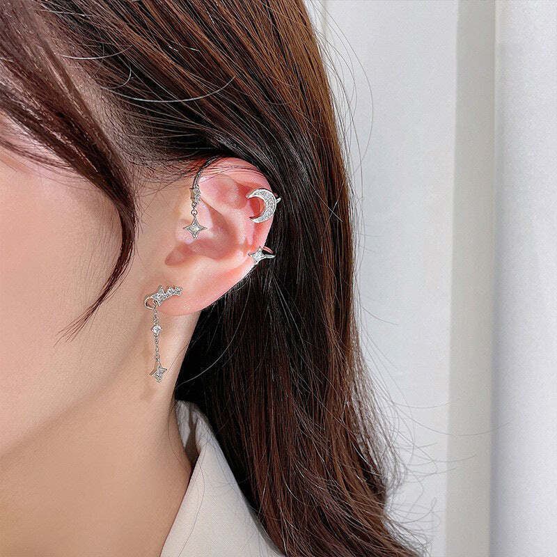 Moon Star Ear Cuff Earrings