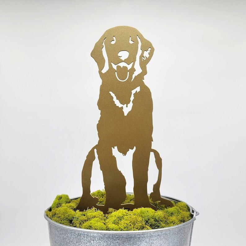 Special Edition *Gold* Golden Retriever Metal Dog Silhouette | Yard Art | Garden Décor | Pet Memorial | Spring Garden Gift | My Metal Rescue