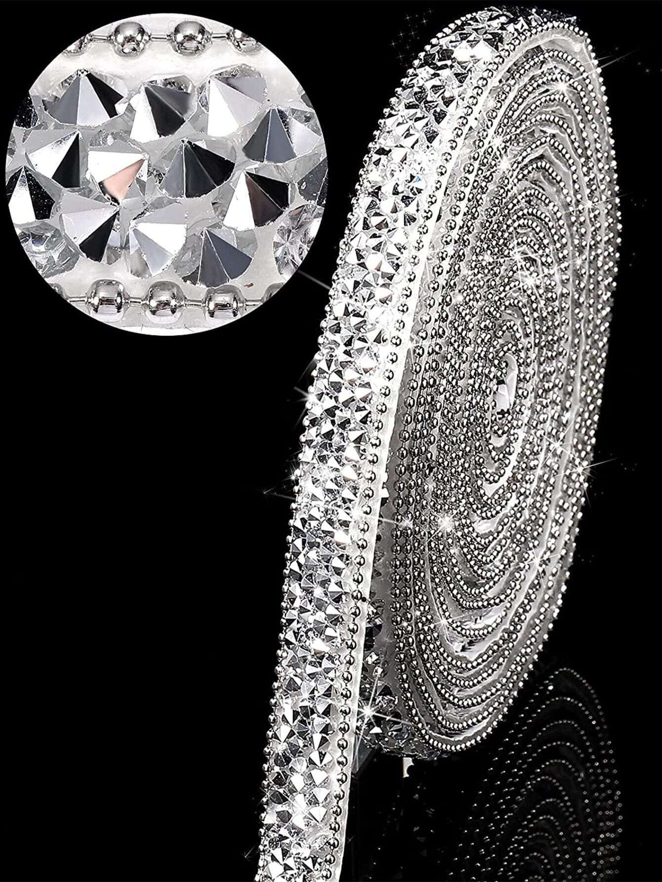 1pc DIY Rhinestone Ribbon, Minimalist Rhinestone Decor Sewing Strip For DIY