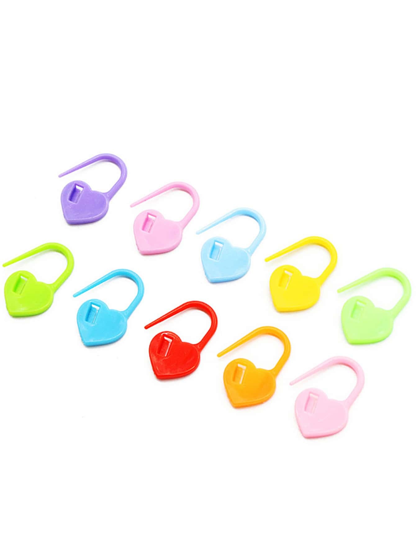 50pcs Heart Design Random Color Buckle, Plastic Creative Macaron DIY Knitting Marker For Sewing Clothing