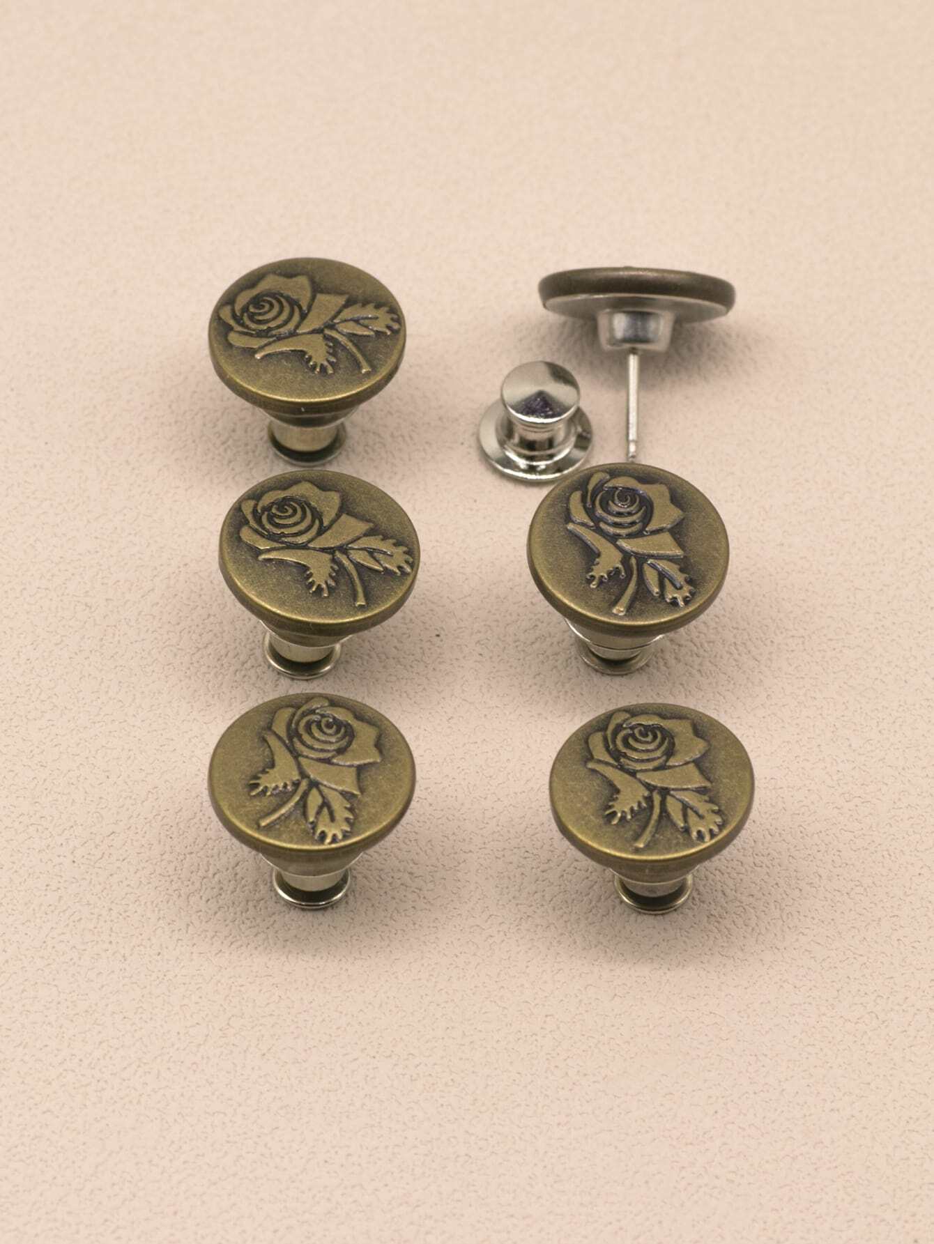 6 pcs Jeans Buttons Replacement 17mm No Sewing Metal Button Repair Kit Nailless Removable Jean Buttons Replacement Combo