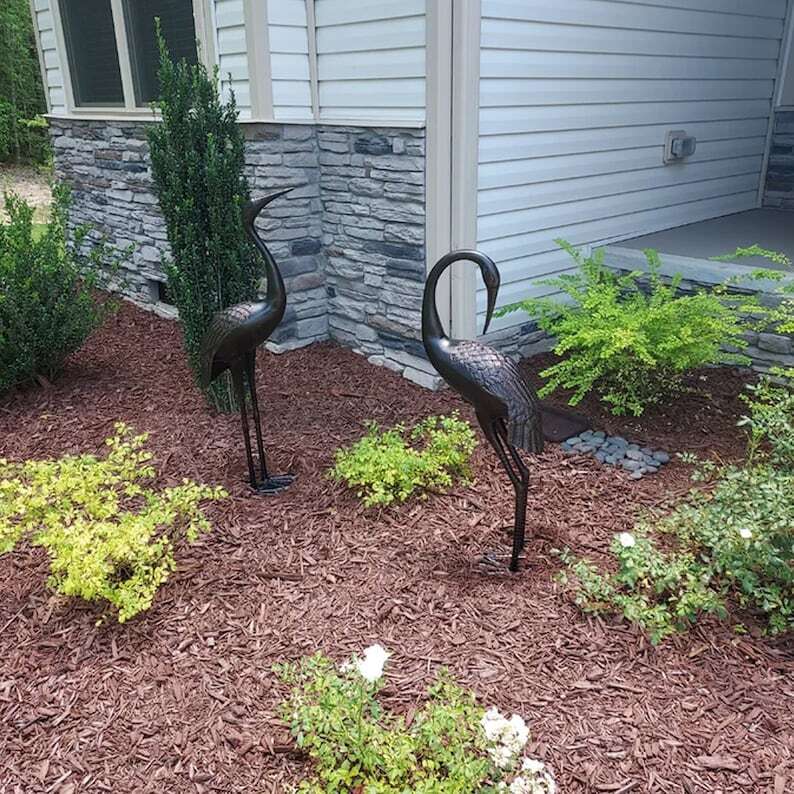 Cranes Statue, Set 2 Piece Cranes Statue for Garden, Metal Cranes Statue, Sandhill Cranes Statue, Weather Resistant Statue