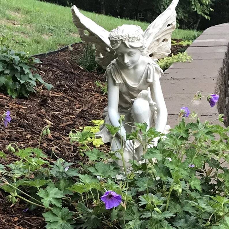 Statue of the Flower Fairy,garden decoration, fairy statue, sitting fairy, Angel Garden Decor, Flower Fairy Angel