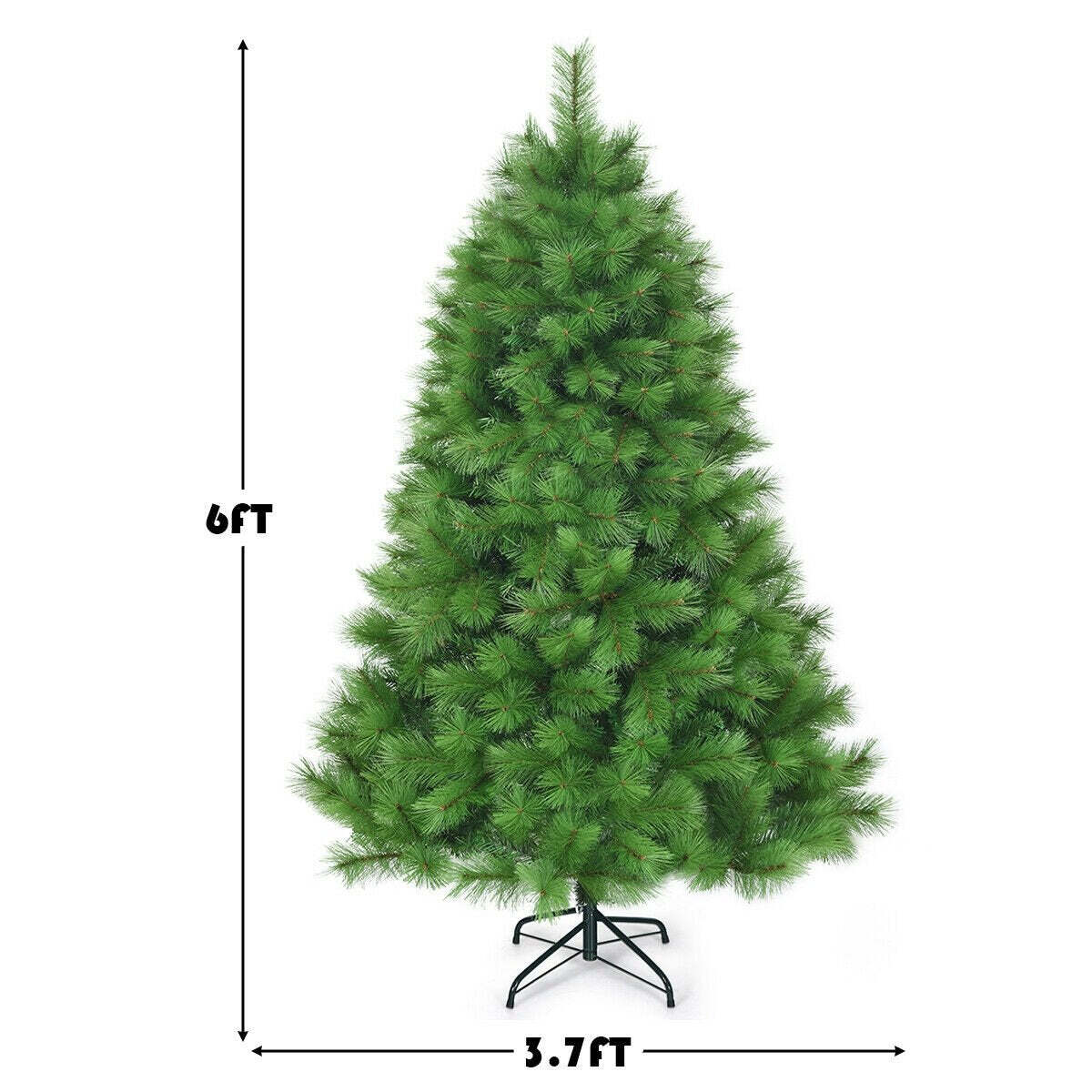 6 ft Hinged Artificial Christmas Tree Holiday Decoration with Stand