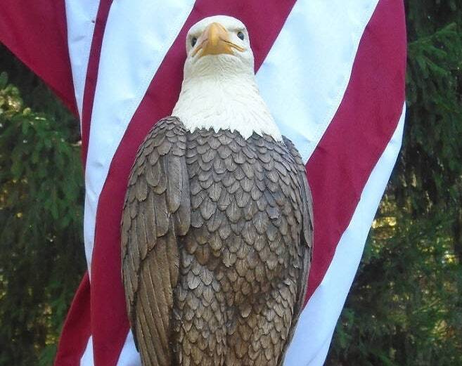 Eagle Concrete Statue Garden Patriotic figurine American bald eagle Ou ...