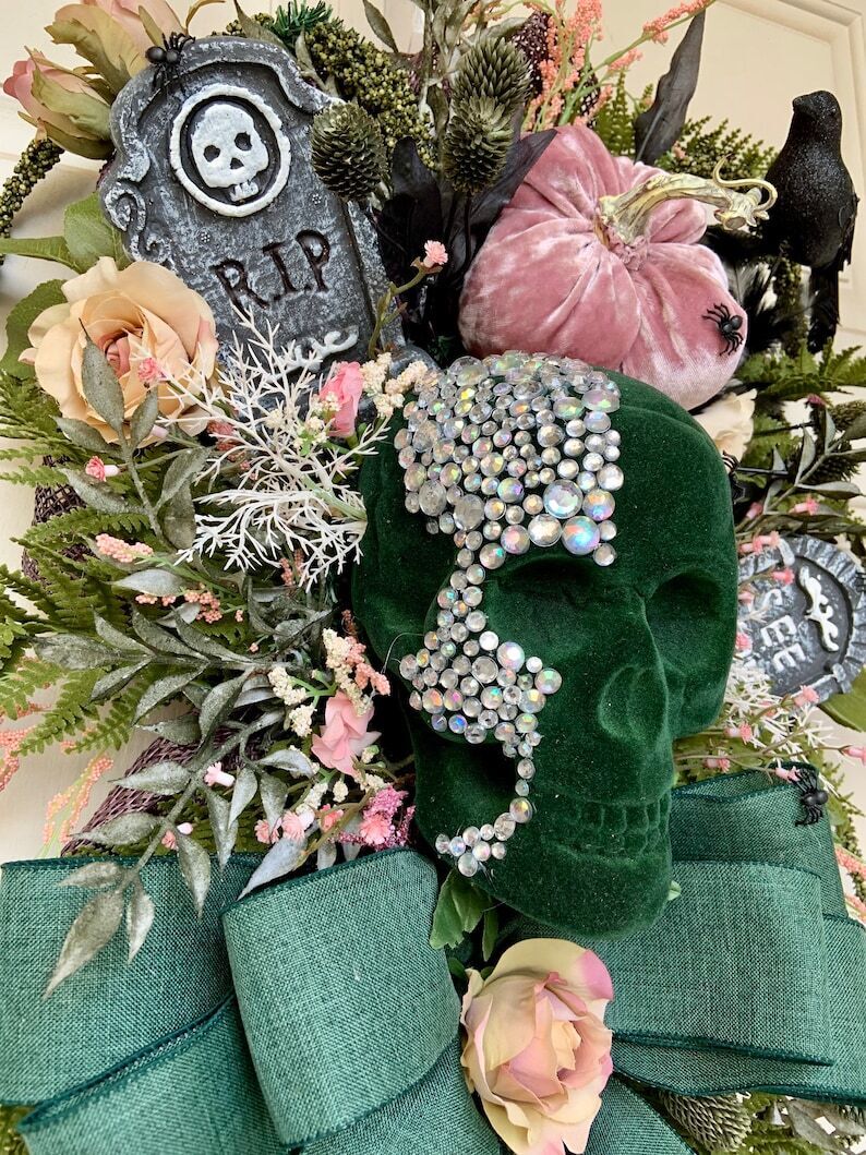 Elegant Skull Halloween Wreath