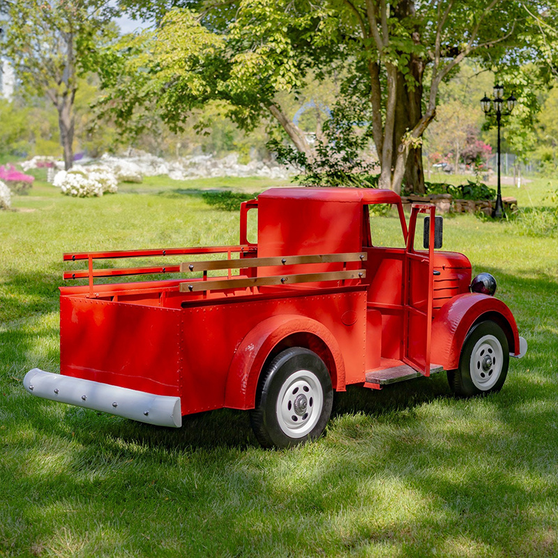 Large Iron Red Truck with LED Lights and Sign