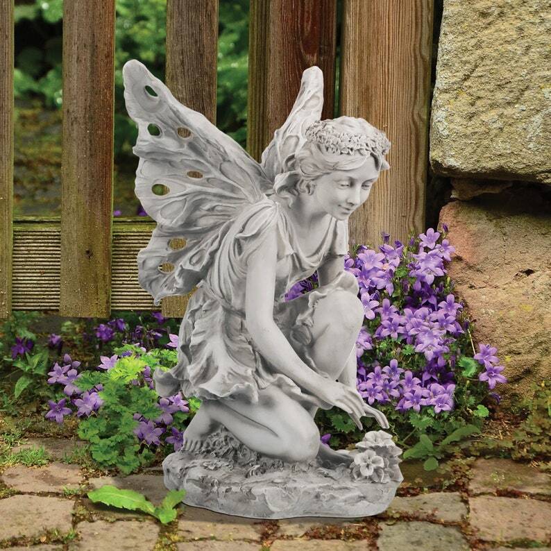 Statue of the Flower Fairy,garden decoration, fairy statue, sitting fairy, Angel Garden Decor, Flower Fairy Angel