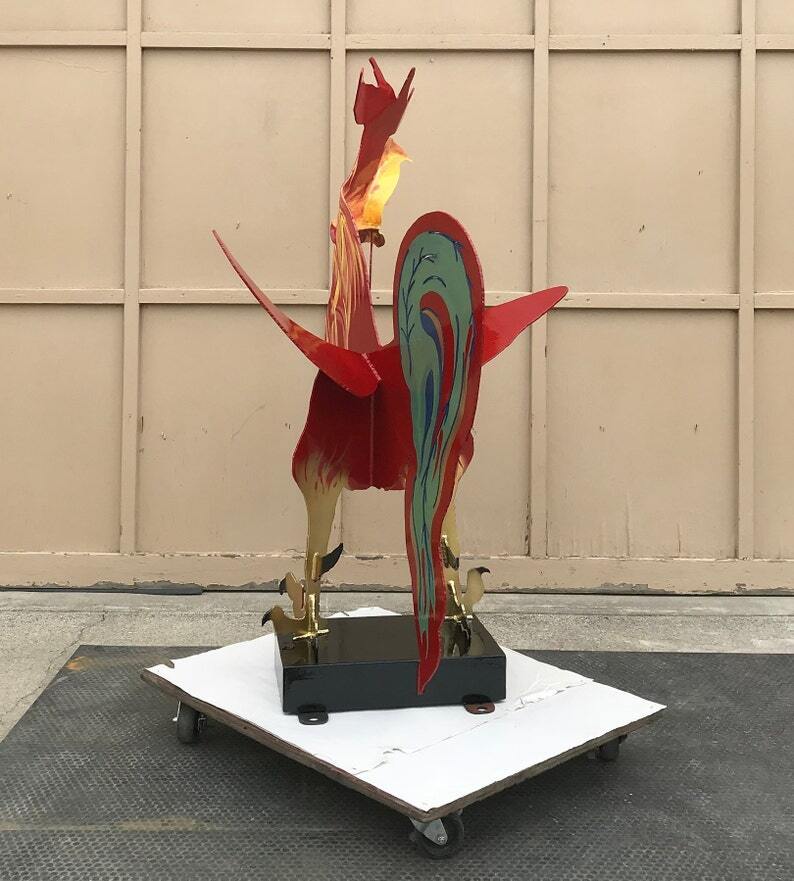 Colorful Outdoor Hand Painted Large Metal Art Rooster Chicken Sculpture