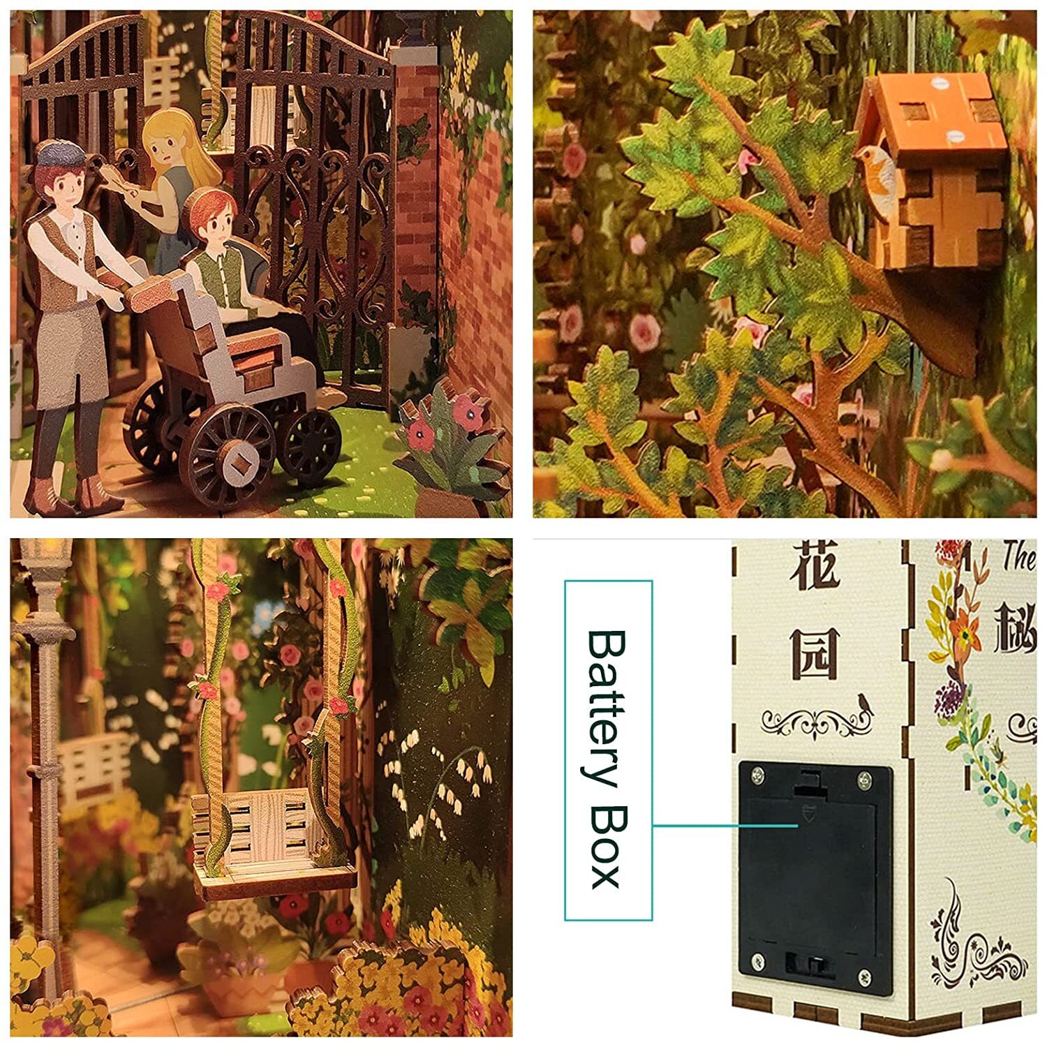 The Secret Garden - 3D Wooden DIY Book Nook Kit with Human Sensor LED Light