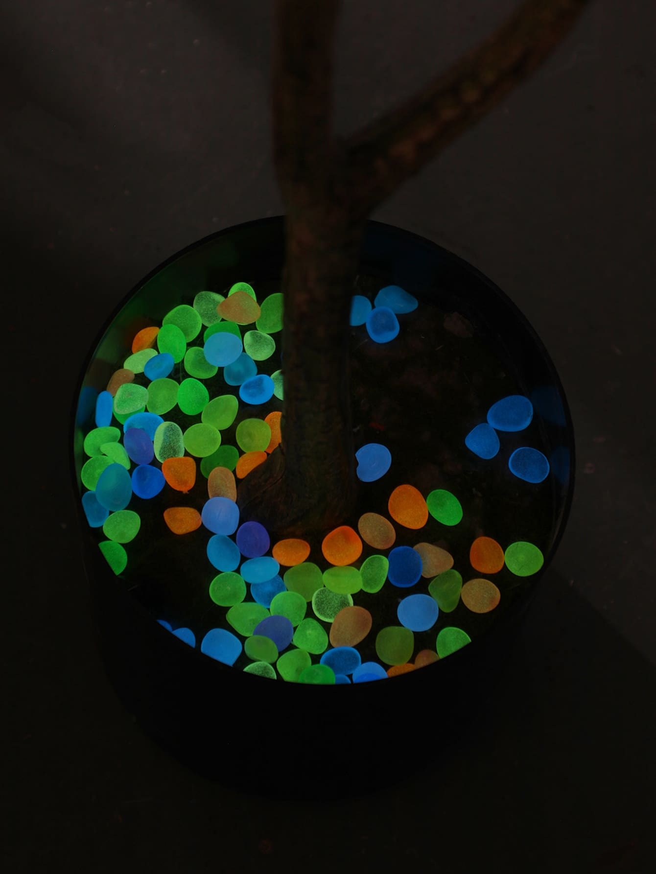 100pcs Glow In The Dark Stone Design Garden Decoration Craft, Mini Stone Garden Ornament For Yard Plant Pot