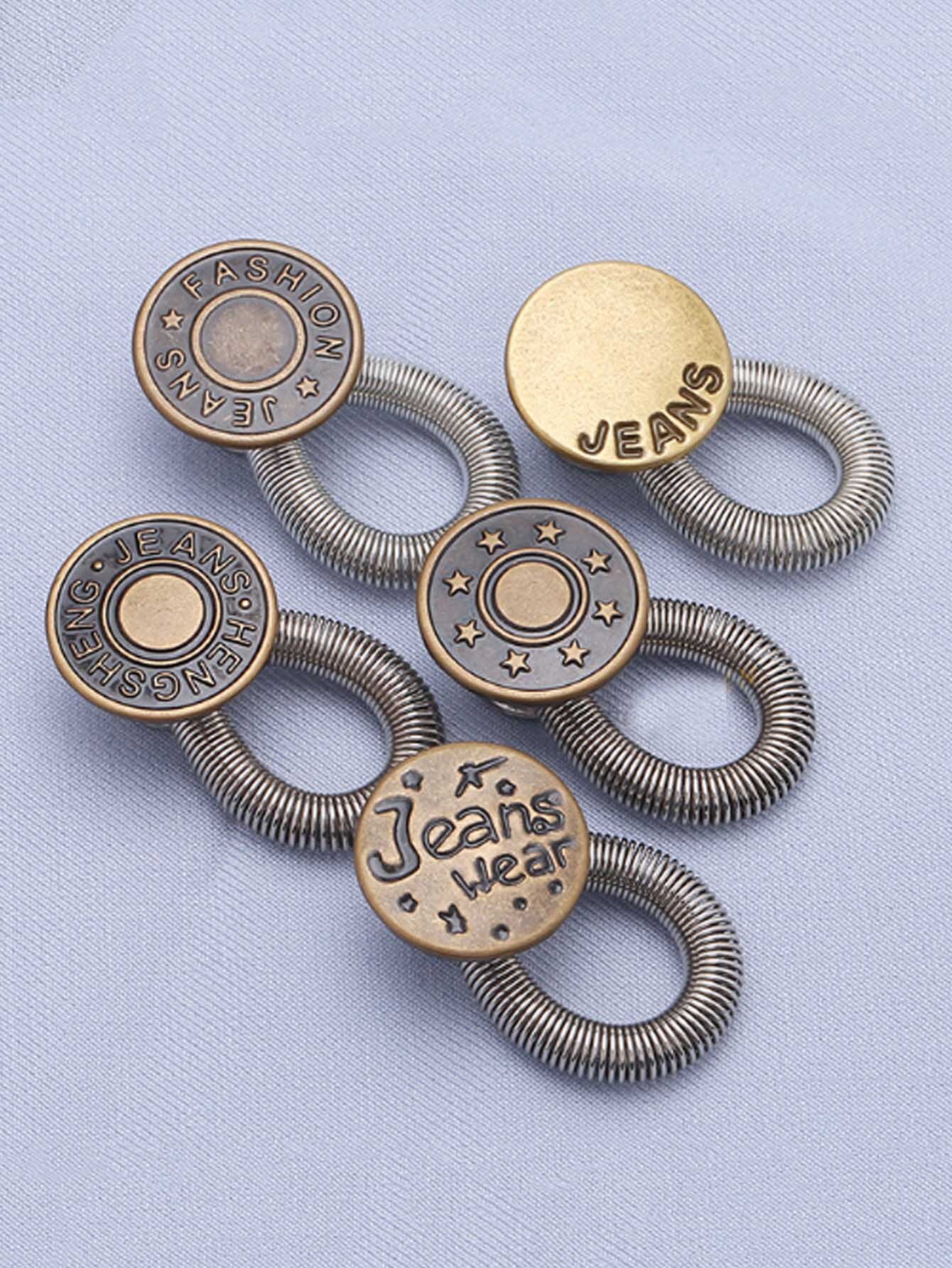 2pcs Random Button Extender For Pants Jeans Free Sewing Adjustable Retractable Waist Extenders Metal Buttons Waistband Expander