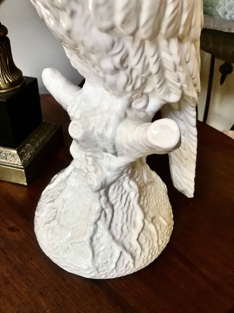 White Cockatoo Parrot 21in Porcelain Sculpture