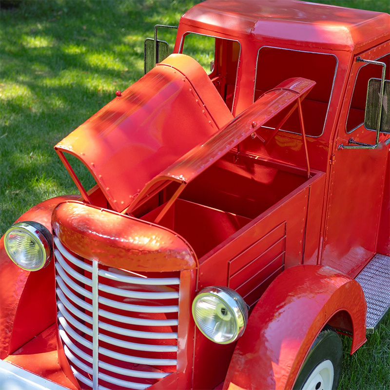 Large Iron Red Truck with LED Lights and Sign