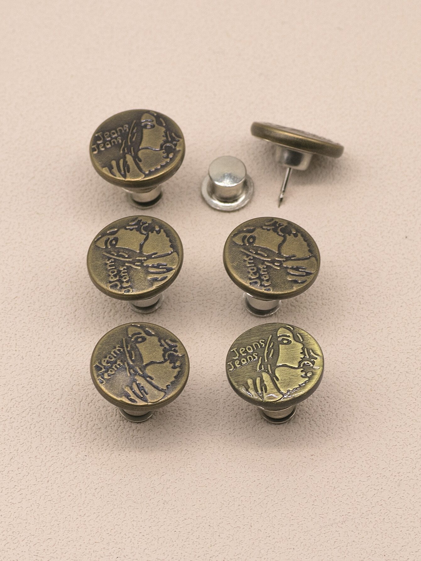 6 pcs Jeans Buttons Replacement 17mm No Sewing Metal Button Repair Kit Nailless Removable Jean Buttons Replacement Combo