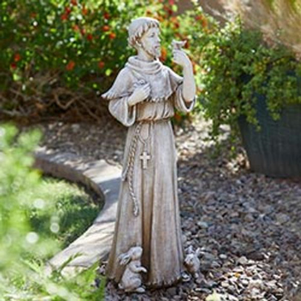 St. Francis with Bird & Rabbits Garden Statue - 24