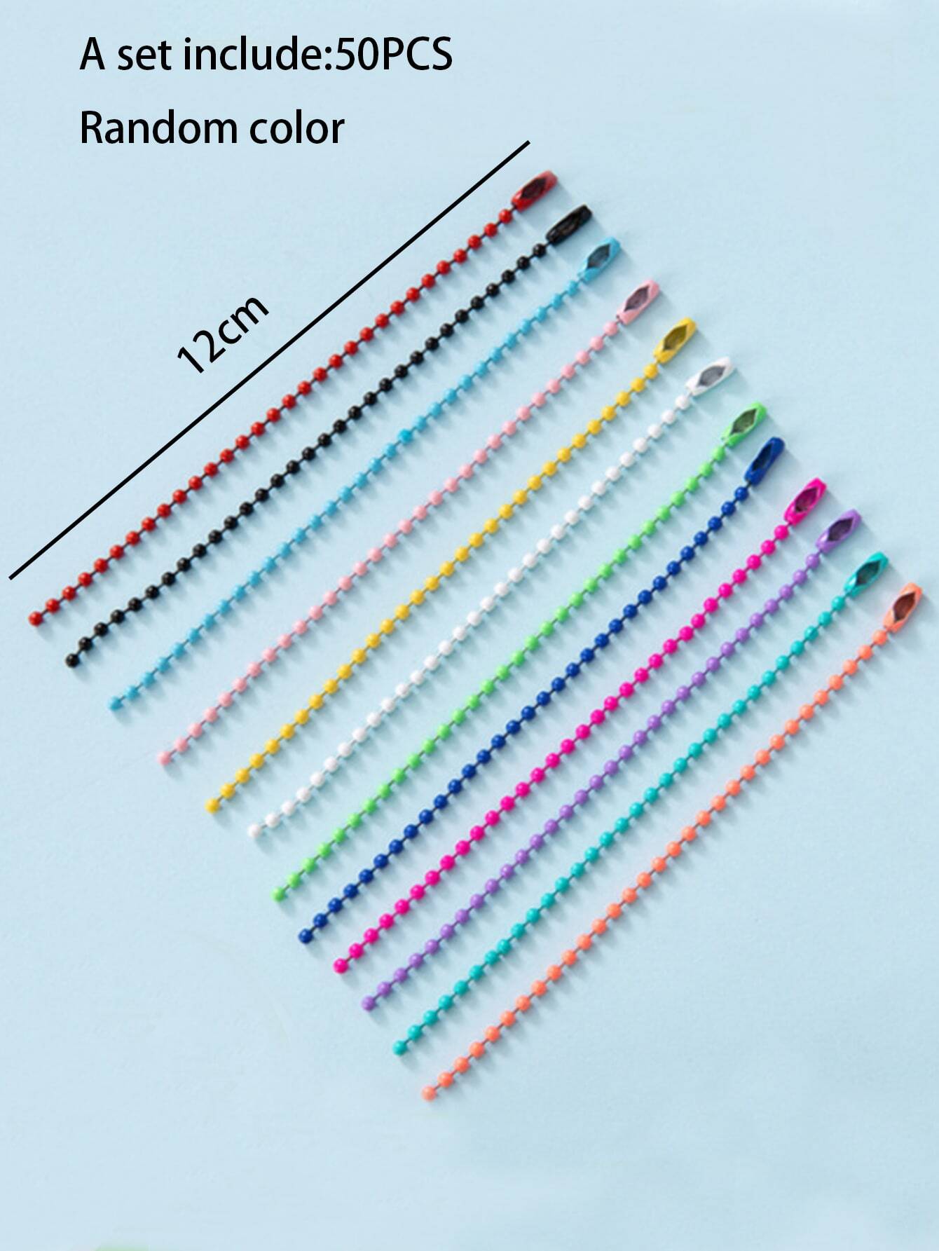 50pcs Random Color Ball Beaded Chain, Colorful Zipper Pull For Clothing