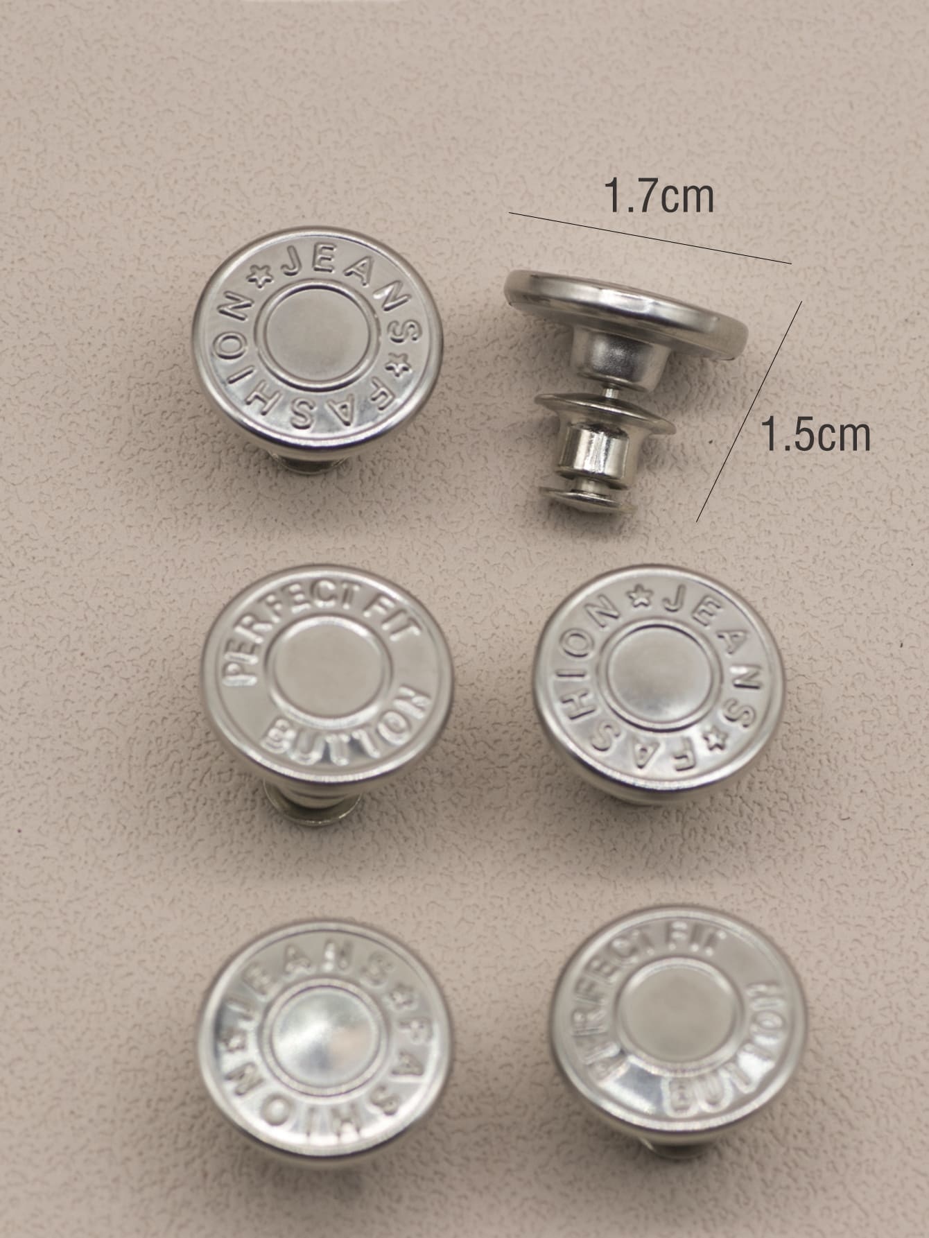 6 pcs Jeans Buttons Replacement 17mm No Sewing Metal Button Repair Kit Nailless Removable Jean Buttons Replacement Combo