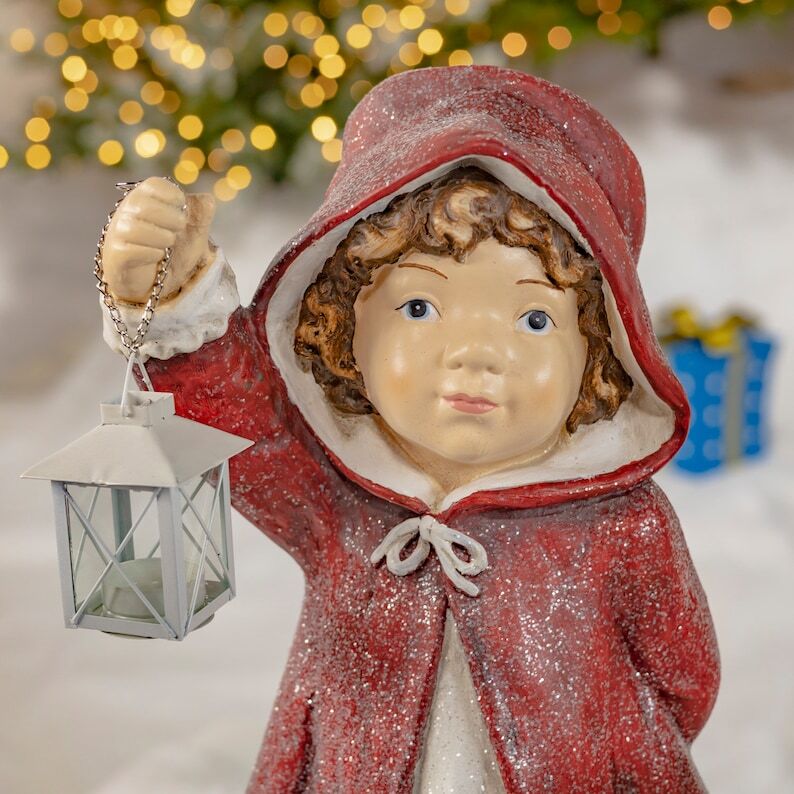 Set of 2 Christmas couple with Book & Lantern