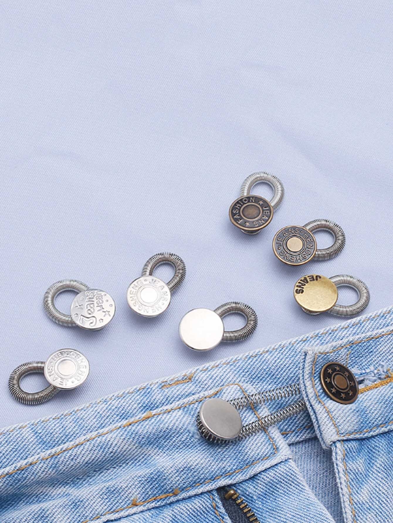 2pcs Random Button Extender For Pants Jeans Free Sewing Adjustable Retractable Waist Extenders Metal Buttons Waistband Expander