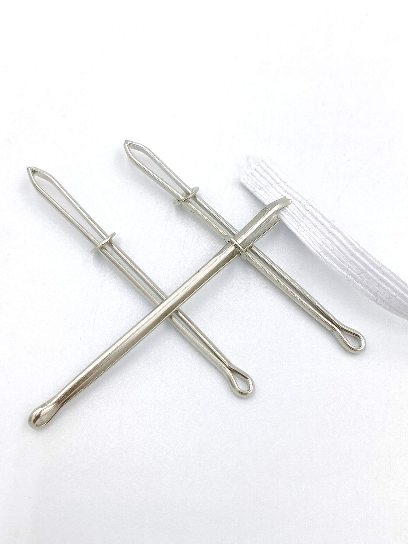 3pcs Stainless Steel Elastic Cord Rope Threader Clip