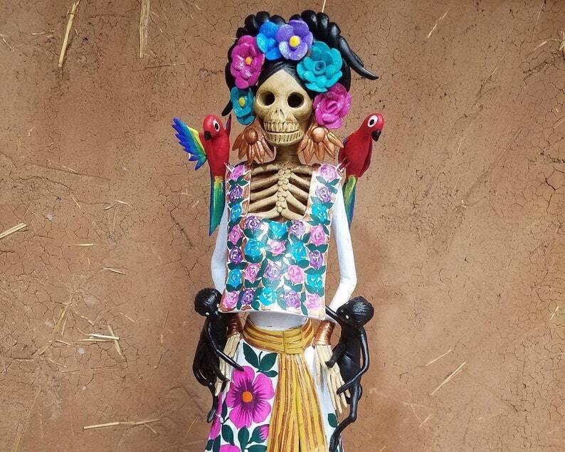 19.68” Catrina, Frida Kahlo Doll, Day of the dead, Human skeleton, Mexican decorations, Sugar skull