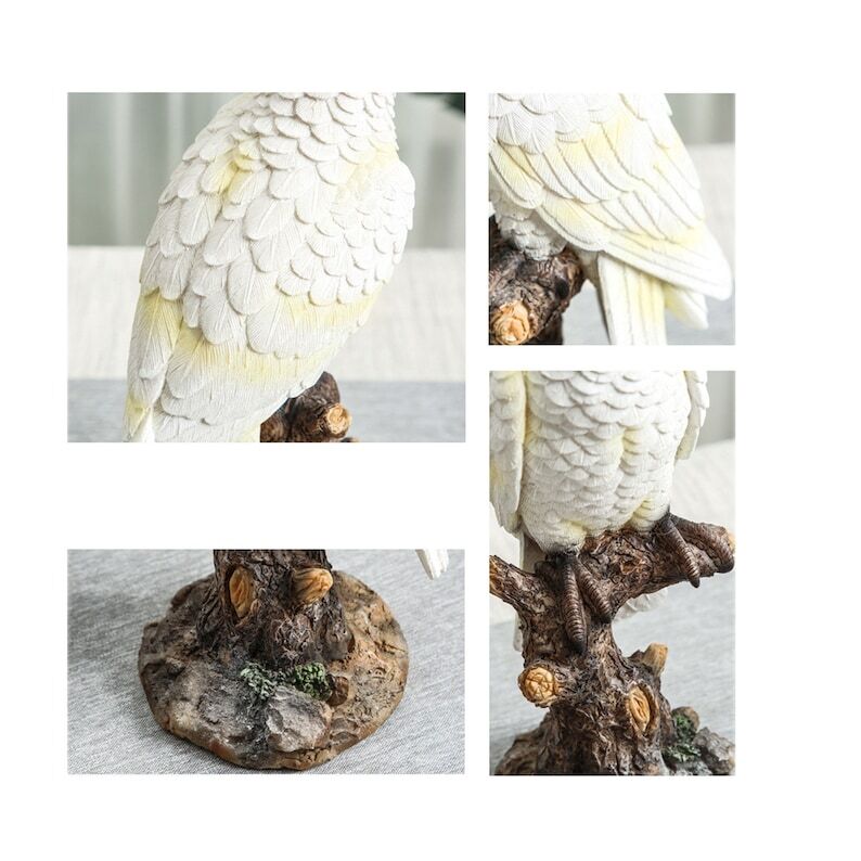 Parrot on Stump Statue Parrot Tree Hugger Garden Figurines Resin Lifelike Tropical Bird Sculptures for Patio Lawn Yard