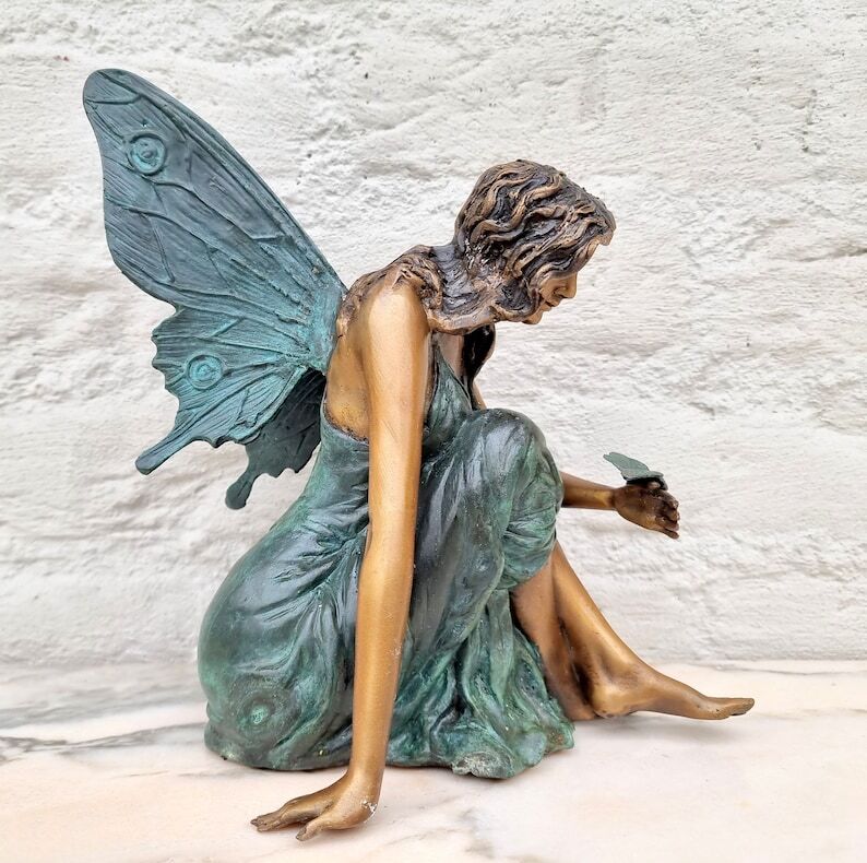 Bronze elf - Fairy sculpture - Decorative sculpture of an angel - Bronze fairy