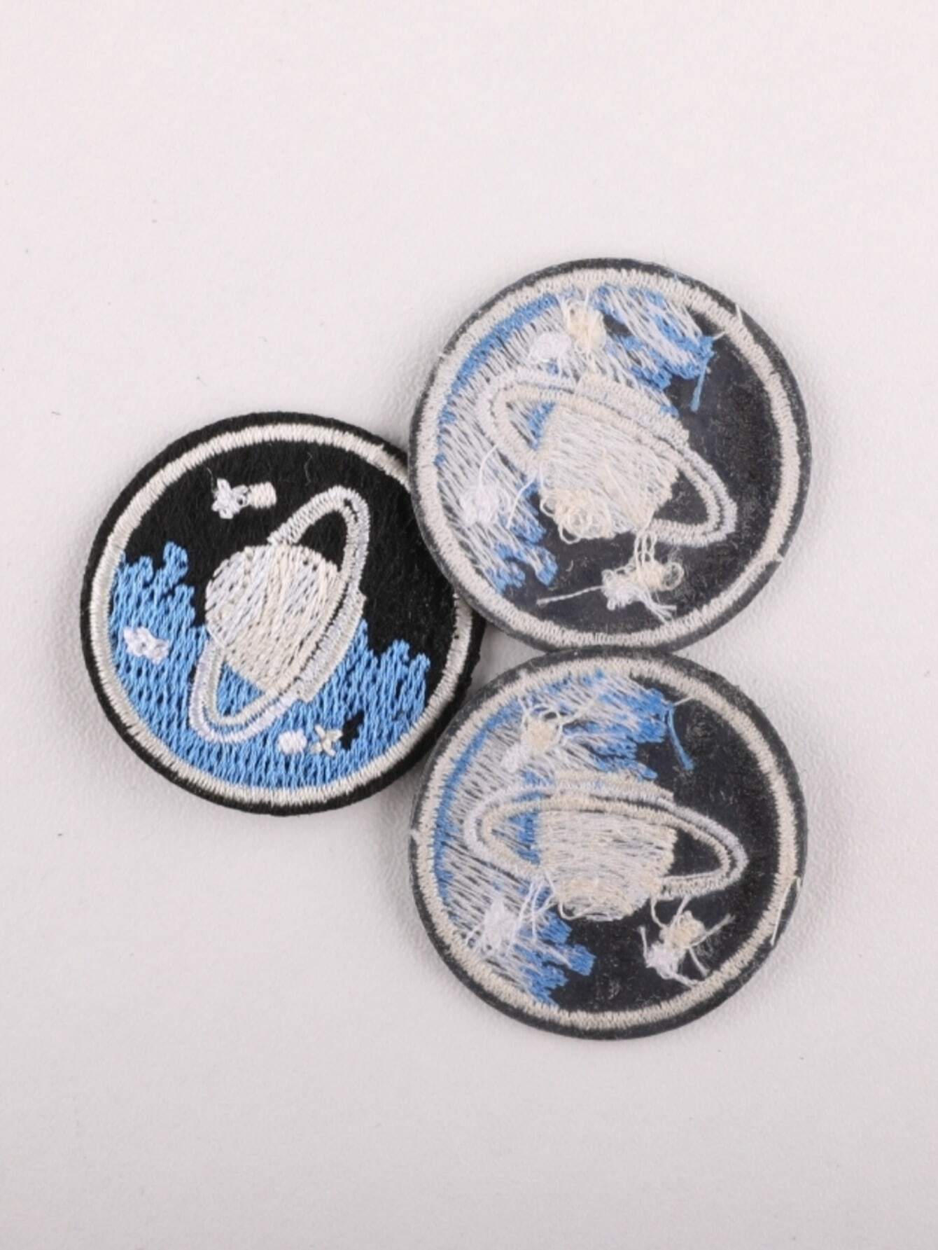 3pcs Planet Embroidered Iron-on Patch, Creative Polyester Multi-purpose Round Decoration Patch For Cloth, Bag