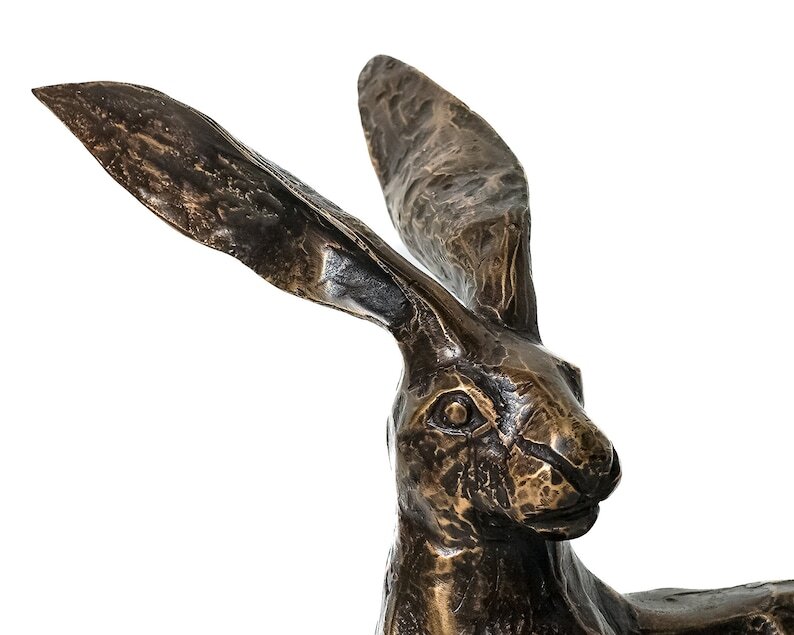 Rabbit Bronze Statue 9 Inch / 22 cm [LARGE], Rabbit Figurine, Housewarming, Animal Bronze, Home Decor, Room Decor, Gift Idea, Table Top