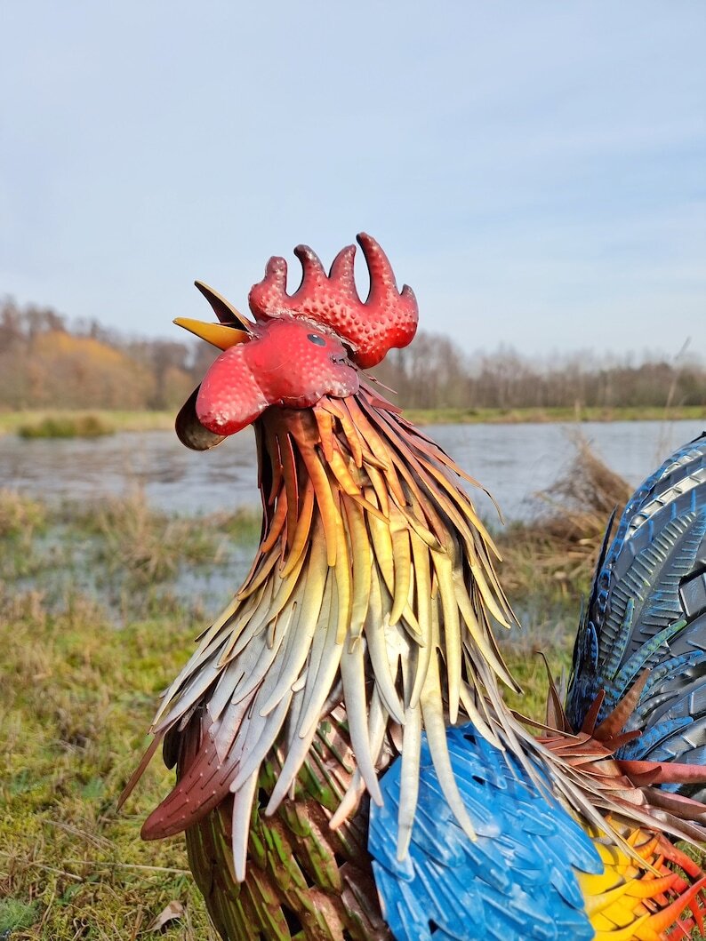 Large iron rooster - Decorative Rooster - Metal garden animals - Garden and patio inspiration