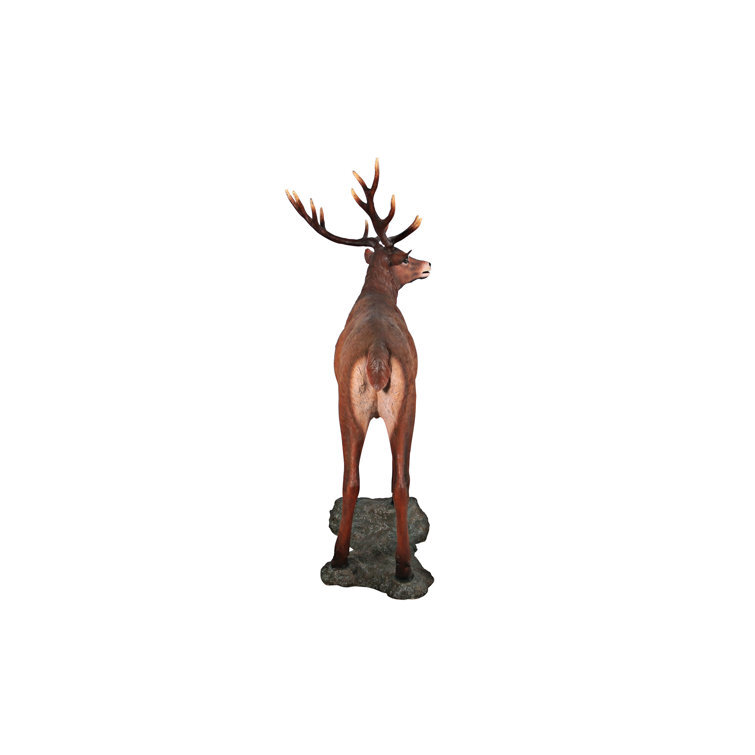 Grand-Scale Red Deer Buck Statue with Base