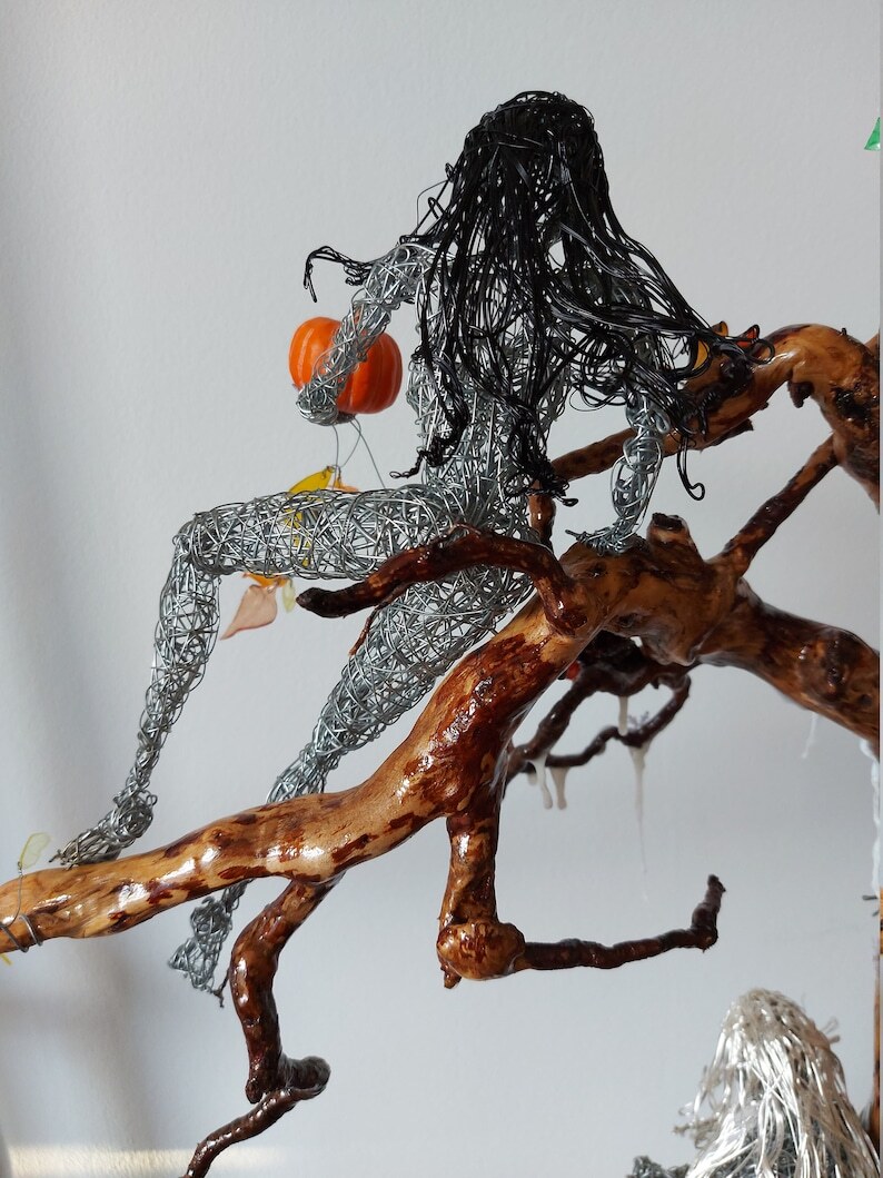 Four Seasons sculpture, Spring Summer Fall Winter, Fantasy wire fairy, Earth reborn, Metal home decor, Mixed media statue