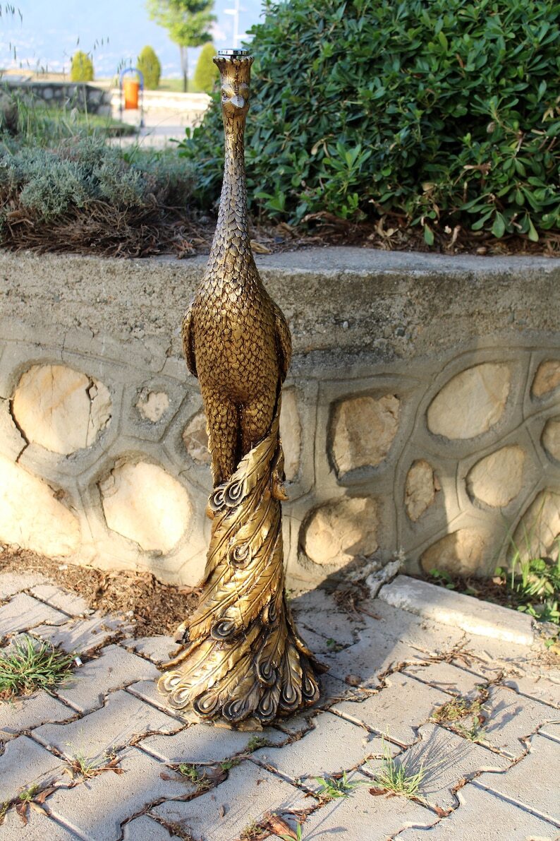 Garden Ornaments Sculpture, Peacock Garden Ornament, Vintage Peacock Sculpture for Patio, Balcony Decor, Farmhouse Decor , Animal Sculpture
