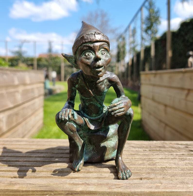 Bronze Pixie - Bronze gnome - Bronze fairy figure - Bronze art