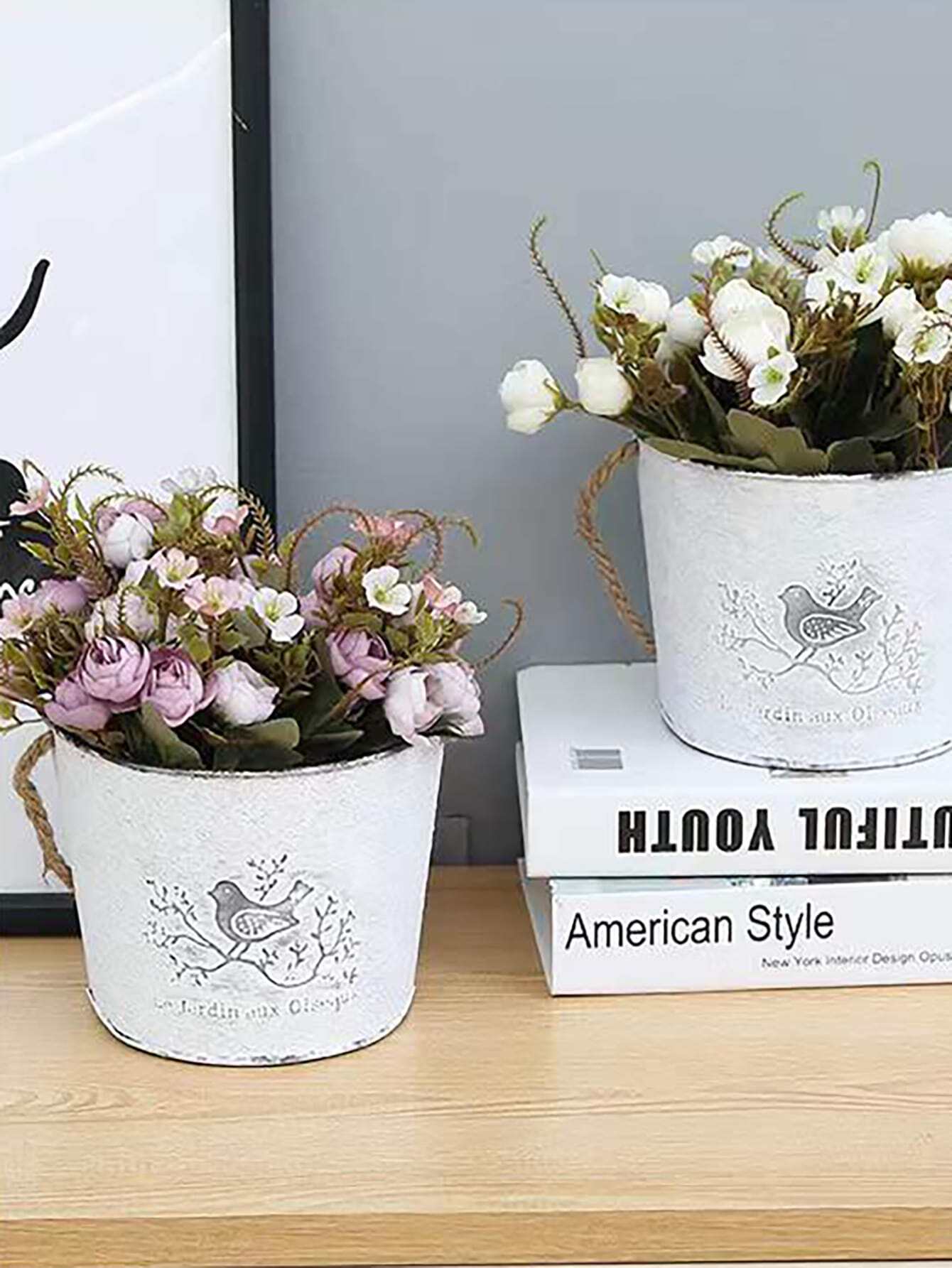 1pc Iron Hanging Basket, Modern Bird Pattern Hanging Flower Pot Basket For Home