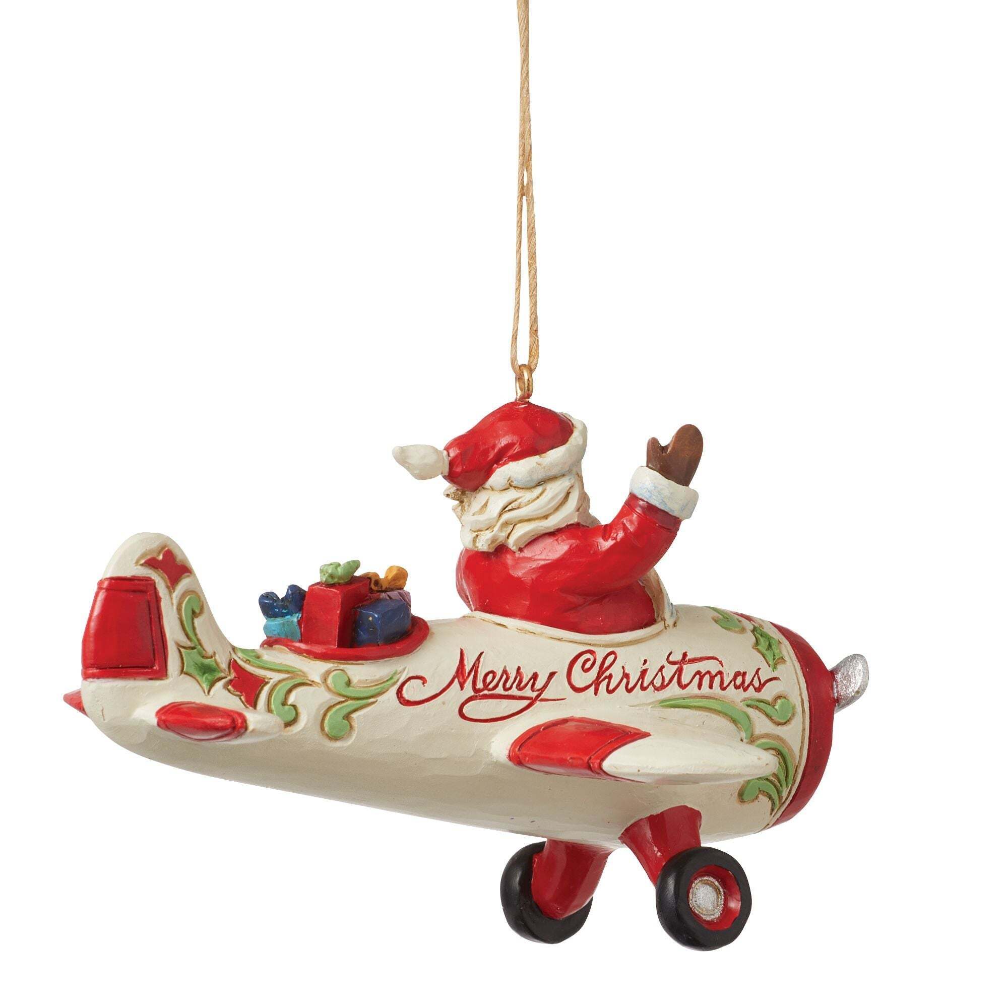 Santa in Airplane Ornament